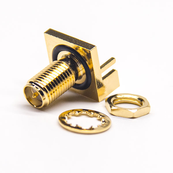 19 SMA焊板连接器弯式弯式母头插PCB板安装