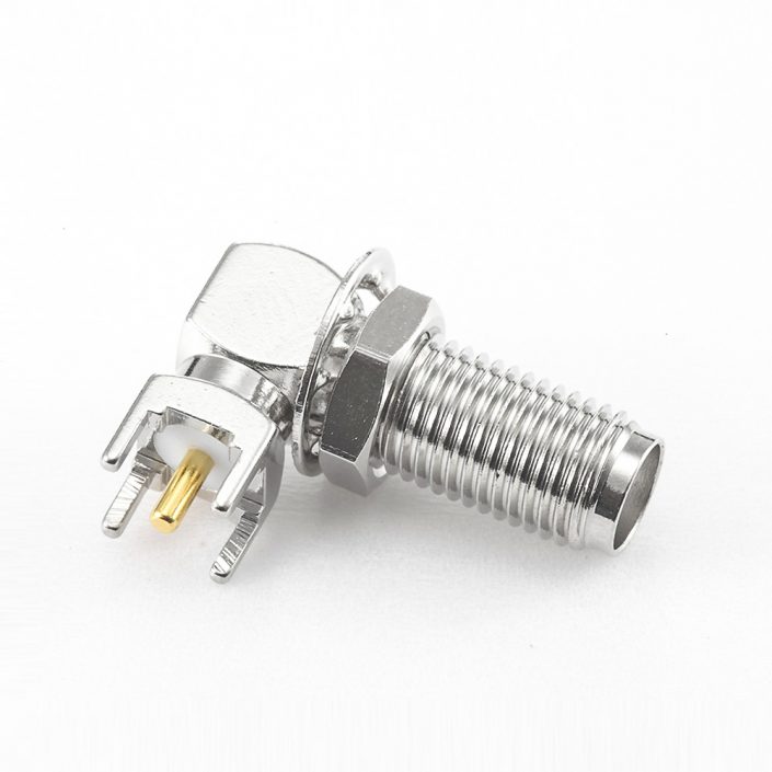 197(7) SMA母头PCB面板安装连接器前锁穿墙弯插