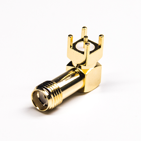 20-1 螺纹连接sma接头弯式母头穿孔式接PCB板50欧姆