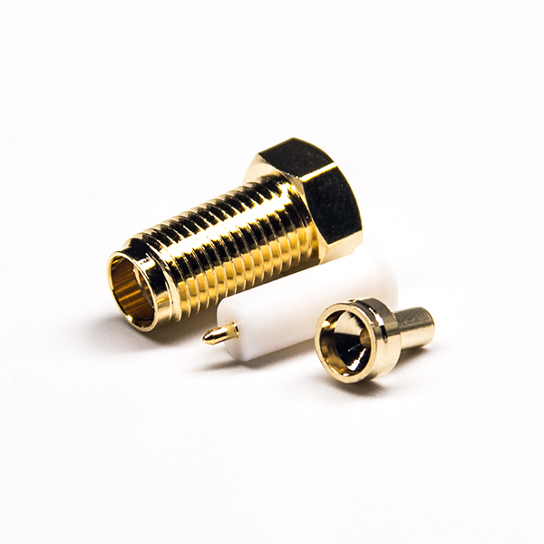 20 直式接线SMA母头反极白色胶芯公头针压接焊接接1.37/1.13/0.81线