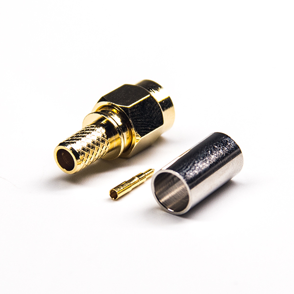 23-4 SMA反极直式公头直式压接式接同轴线缆表面镀金