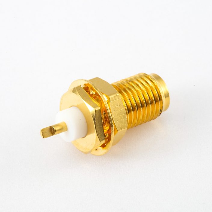 244(7) PCB SMA连接器母头直式焊板面板安装前锁穿墙