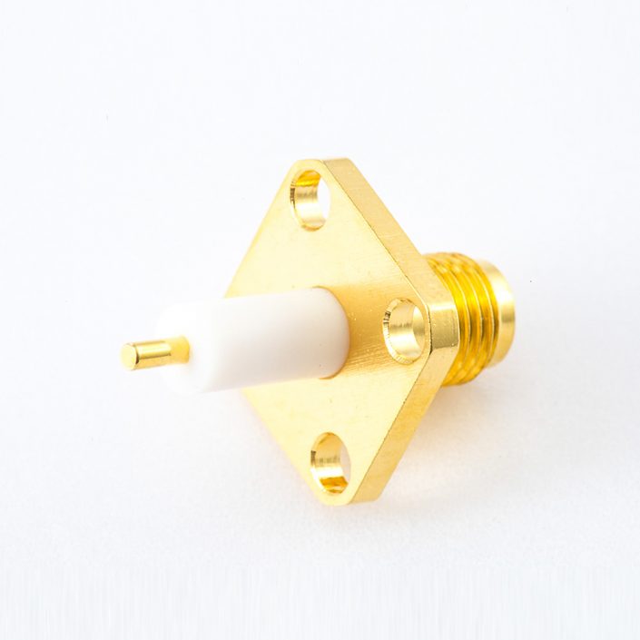 272(8) PCB安装焊板SMA连接器母头型直式板安装4孔法兰