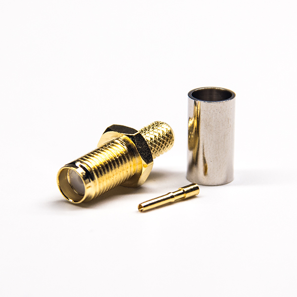28 镀金直式SMA连接器压接式接线母头压接式