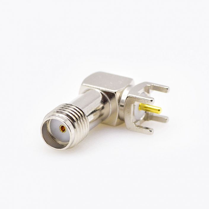 28(10) SMA连接器镀镍母头弯式PCB安装插孔