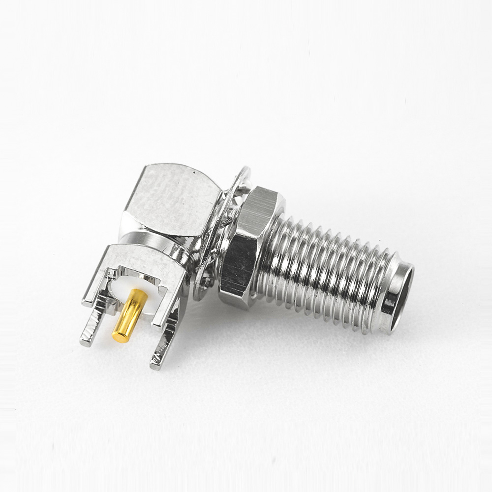 286(7) SMA母头连接器弯式PCB安装插孔前锁穿墙