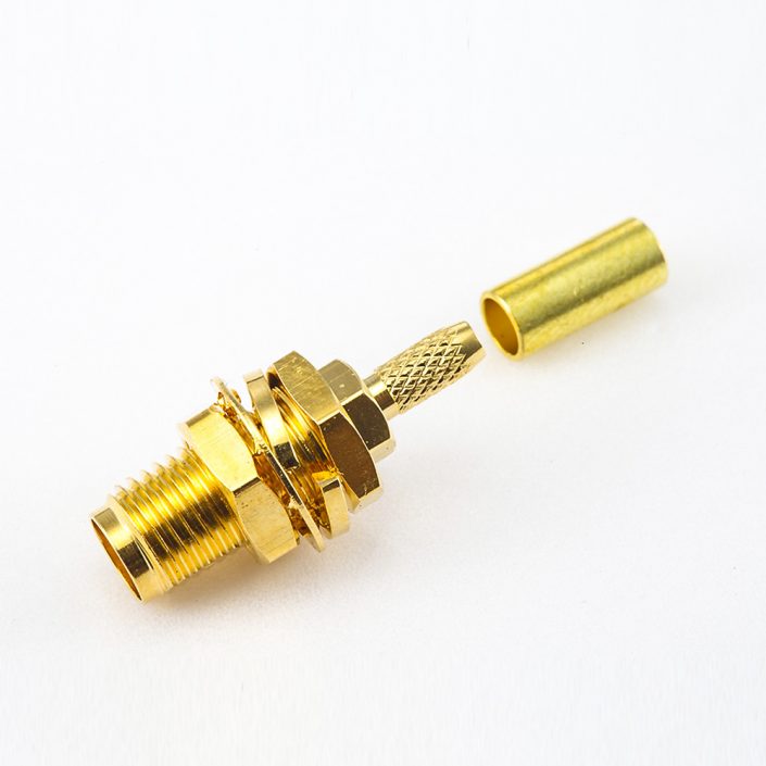 299(7) RG174 / RG316 / LMR100 SMA连接器母头直式面板安装前锁穿墙压接类型