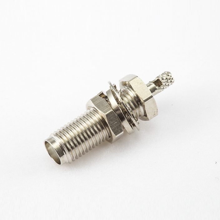 318(7) SMA连接器母头直式前锁穿墙开天窗压接式用于RG174 / RG316 / LMR100