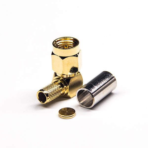 32-1 弯式公头连接器SMA带套管压接式表层镀金接RG58线