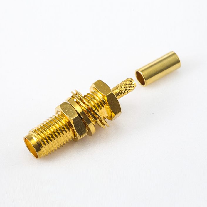 335(7) SMA面板安装前锁穿墙母头连接器直式压接用于RG178 / 1.37mm / 1.45mm