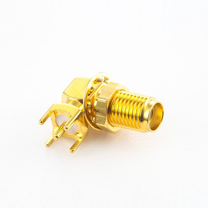 365(7) SMA母头连接器PCB安装弯式插孔前锁穿墙