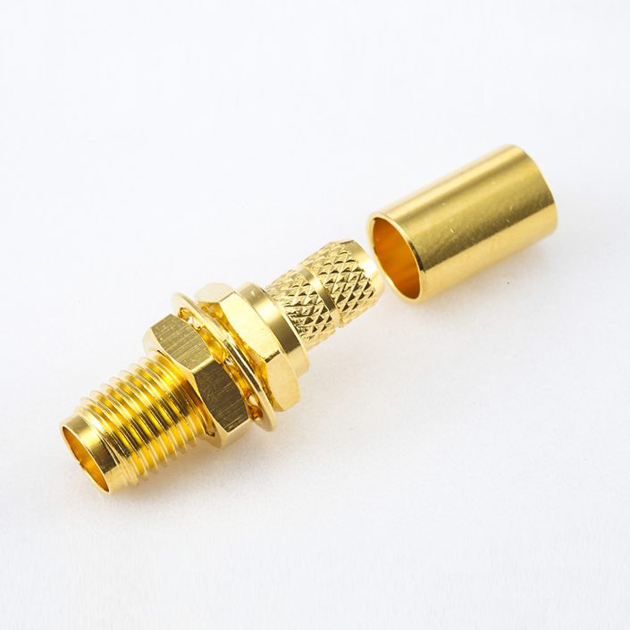 370(7) 用于RG58 / RG142 / SYV50-3SMA母头接线连接器直式面板安装前锁穿墙压接类型