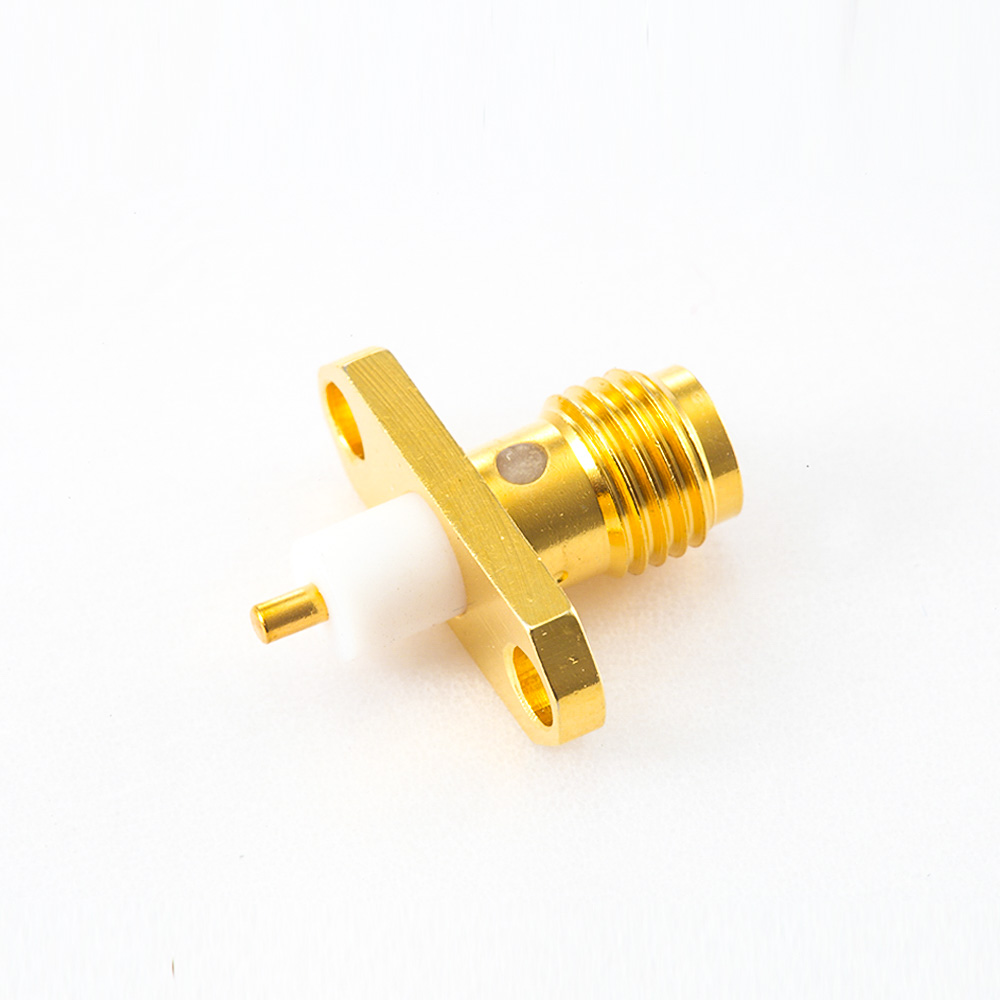 371(7) PCB安装面板SMA连接器2孔法兰母头直式焊板