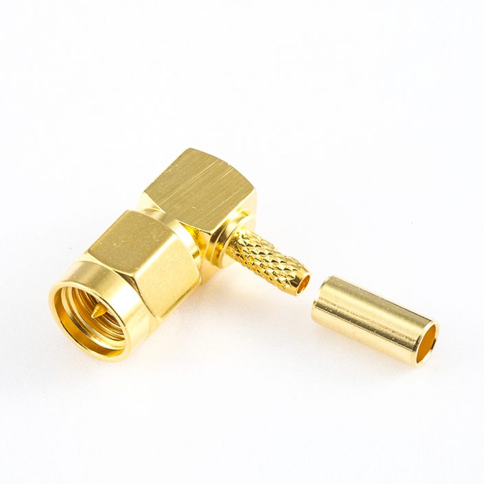 401(8) RG174 / RG316 / LMR100压接型SMA公头连接器弯式