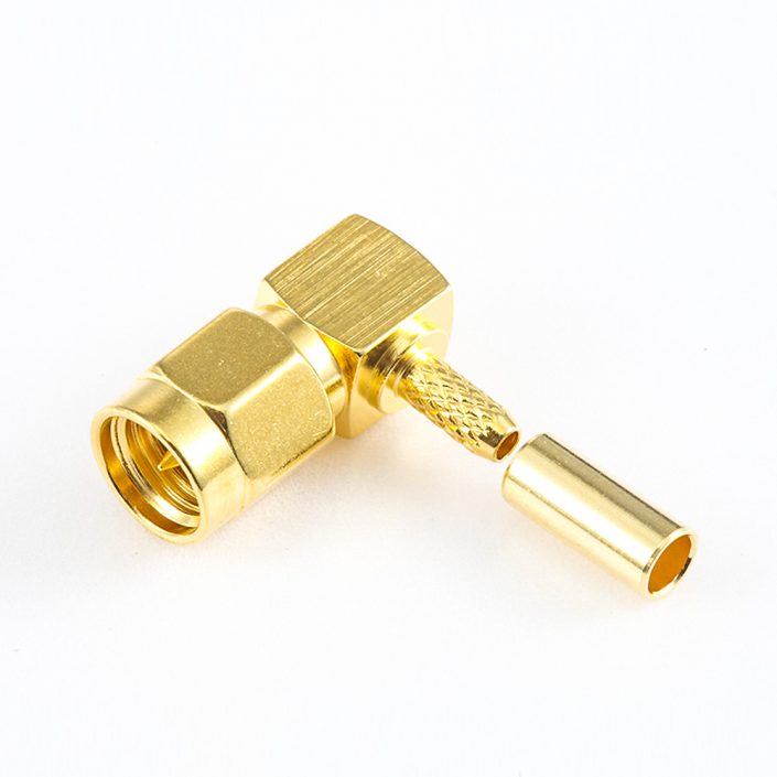 407(8) RG174 / RG316 / LMR100压接型SMA连接器公头弯式接线