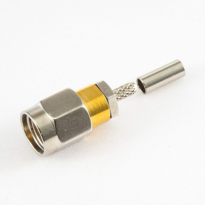 420(8) SMA连接器公头压接用于直式1.13mm / 1.32MM / 1.37MM接线