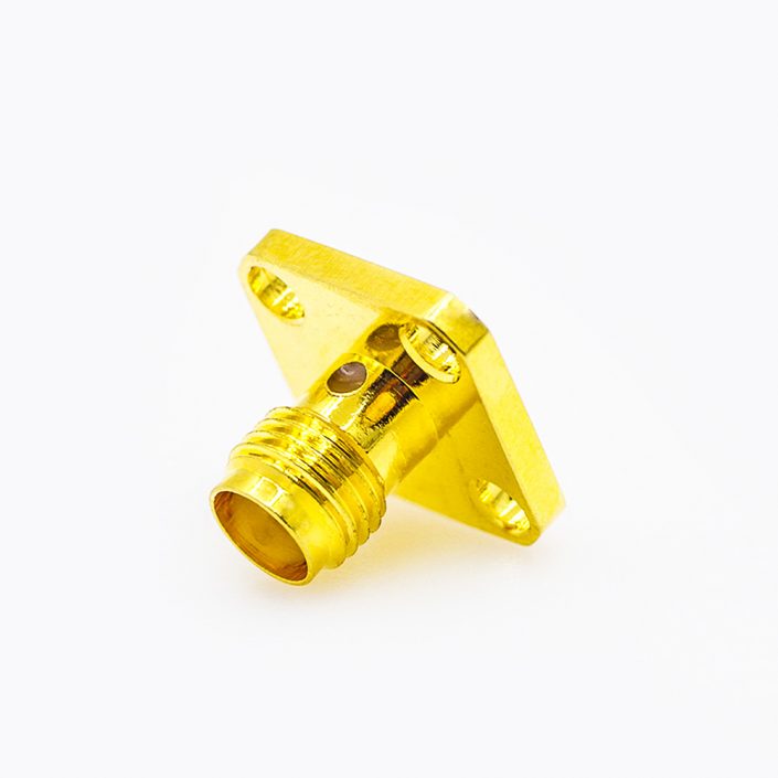 4(6) SMA连接器面板安装座4孔法兰母头直式焊板用于PCB安装