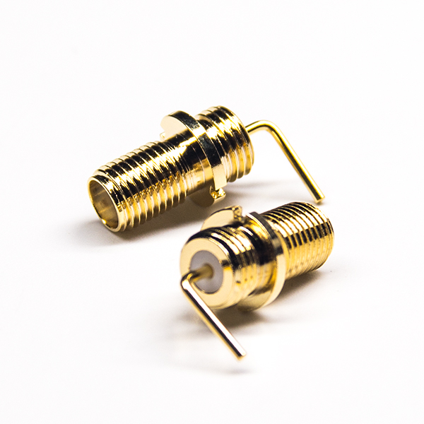 49-5 弯式SMA镀金母头后锁穿墙50欧姆插板镀金