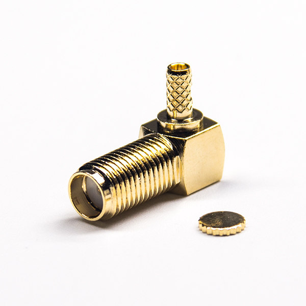 54 压接式母头SMA接头弯式镀金50欧姆螺纹连接