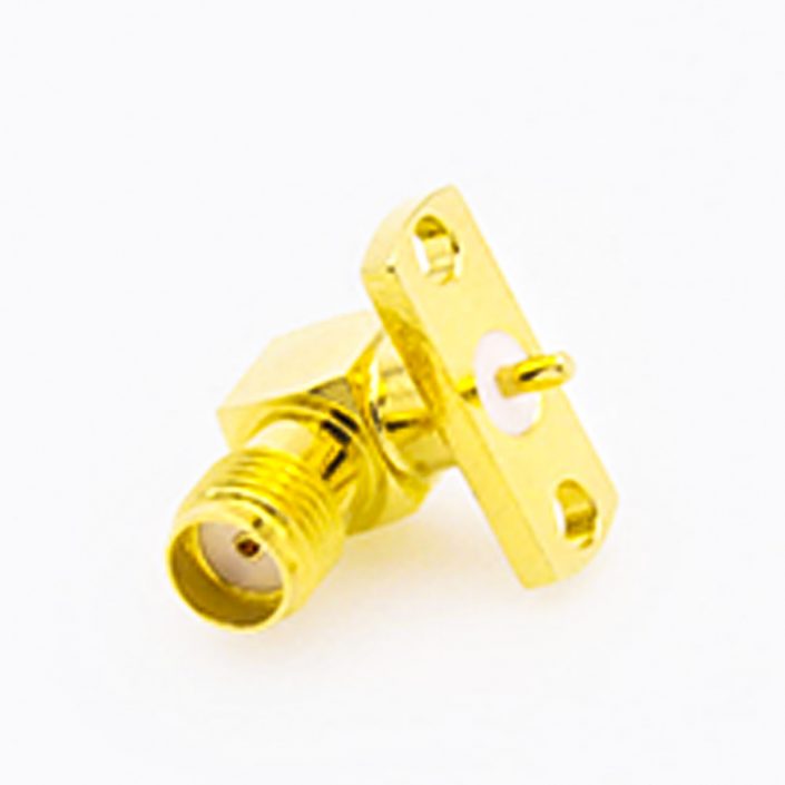 56(10) SMA面板安装母头弯式连接器2孔法兰焊板用于PCB安装