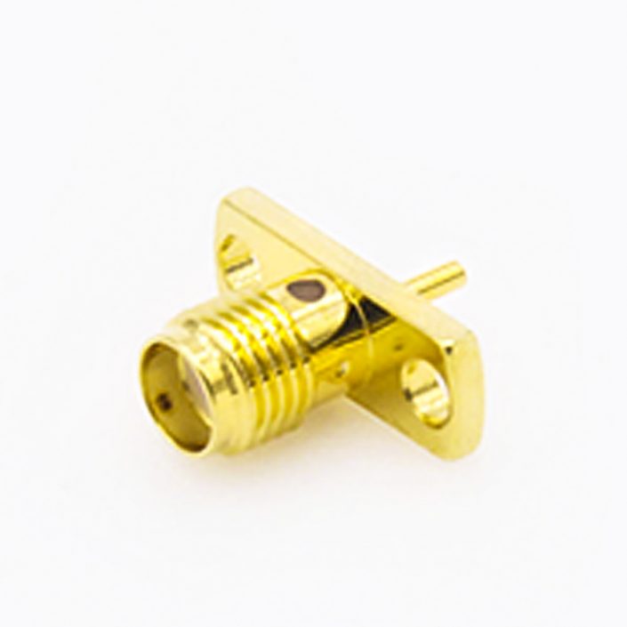 57(9) SMA面板连接器母头直式2孔法兰焊板用于PCB安装