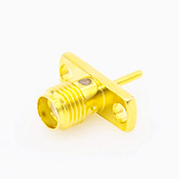 58(10) 面板安装SMA连接器母头直式2孔法兰焊板用于PCB安装