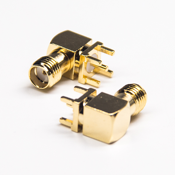 6-4 弯式母头sma连接器镀金穿孔接PCB板