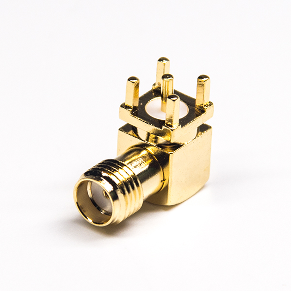 6 弯式母头sma连接器镀金穿孔接PCB板