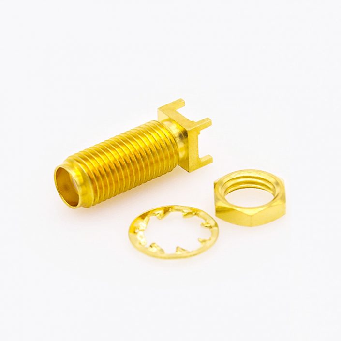 6(9) SMA母头前锁穿墙面板安装连接器直式插孔用于PCB安装