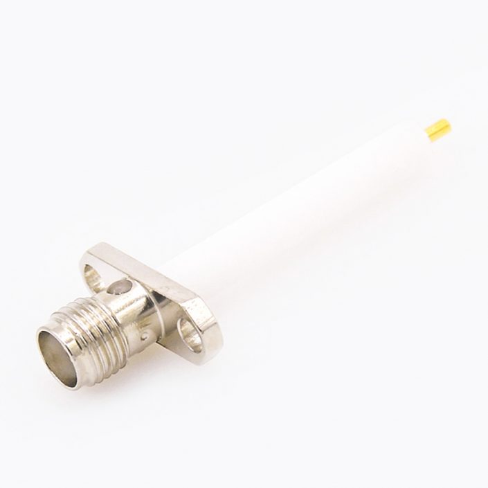 70(7) SMA连接器母头直式面板安装焊板用于PCB安装2孔法兰