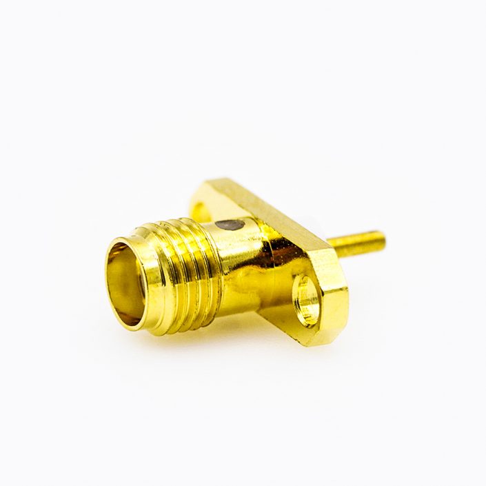 78(6) SMA连接器面板安装2孔法兰母头直式焊板用于PCB安装