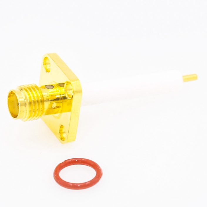 80(9) 密封SMA连接器防水母头直式4孔法兰PCB安装焊板