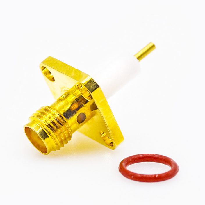 87(7) 防水SMA连接器母头直式PCB安装焊板4孔法兰