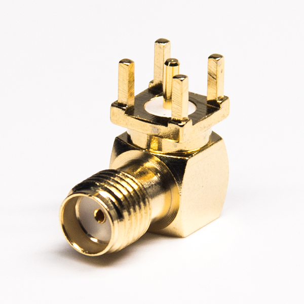 9 sma接头穿孔弯式插PCB板母头接PCB板