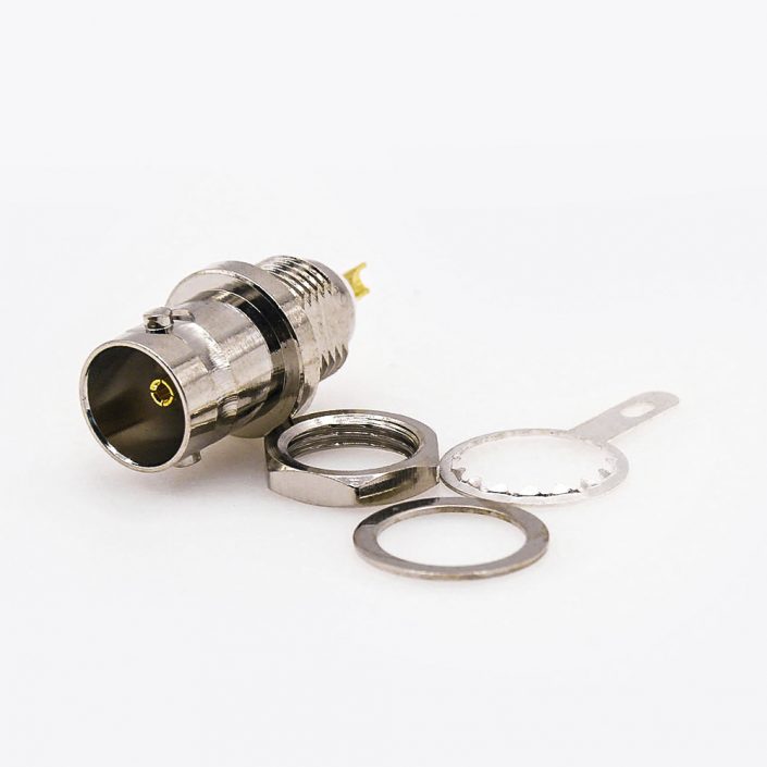 EB-001-0355 面板安装连接器焊杯型BNC母头直式后锁穿墙接线接地