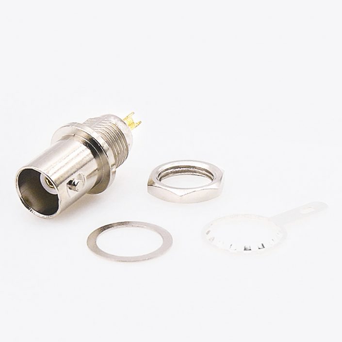 EB-001-0359 接线BNC连接器焊杯母头直式面板安装后锁穿墙