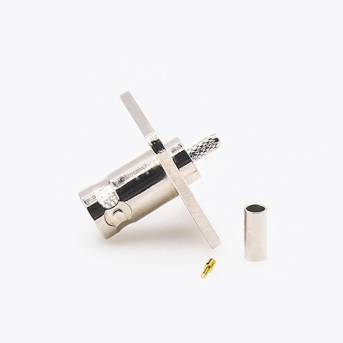 EB-001-0362 面板安装BNC连接器4孔法兰母头直式接RG174/RG316c