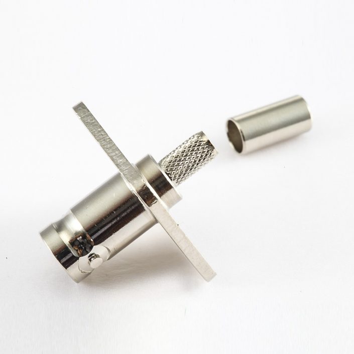 EB-001-0411 BNC连接器压接接线面板安装4孔法兰母头直式