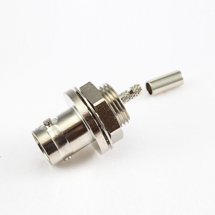 EB-001-0427 BNC压接用于RG174/RG316后锁穿墙母头直式连接器