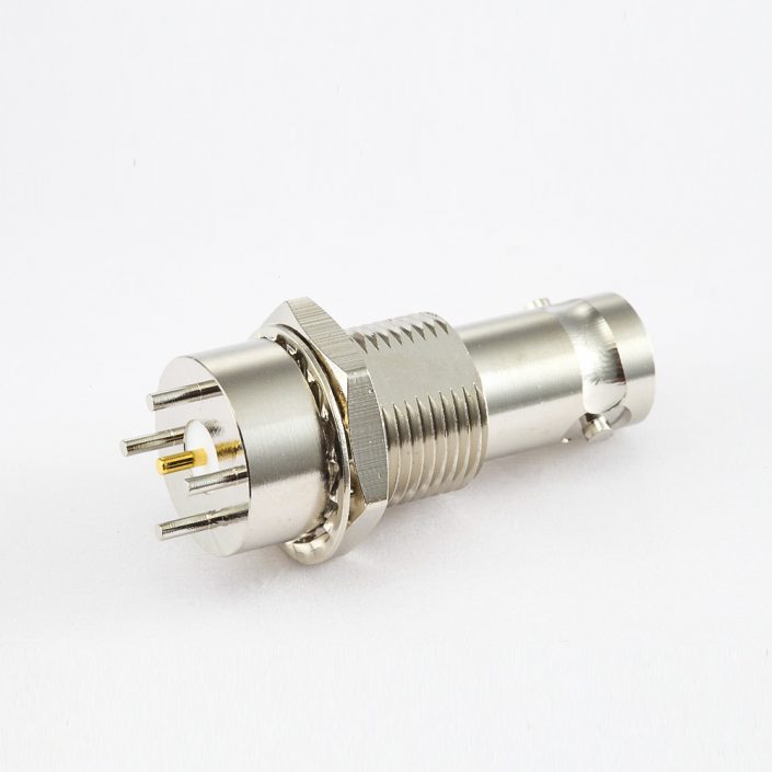 EB-001-0428 PCB安装BNC50Ω母头直式连接器前锁穿墙插孔