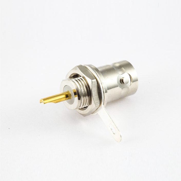 EB-001-0464 接地BNC50Ω插座直连接器面板安装后锁穿墙接线焊接