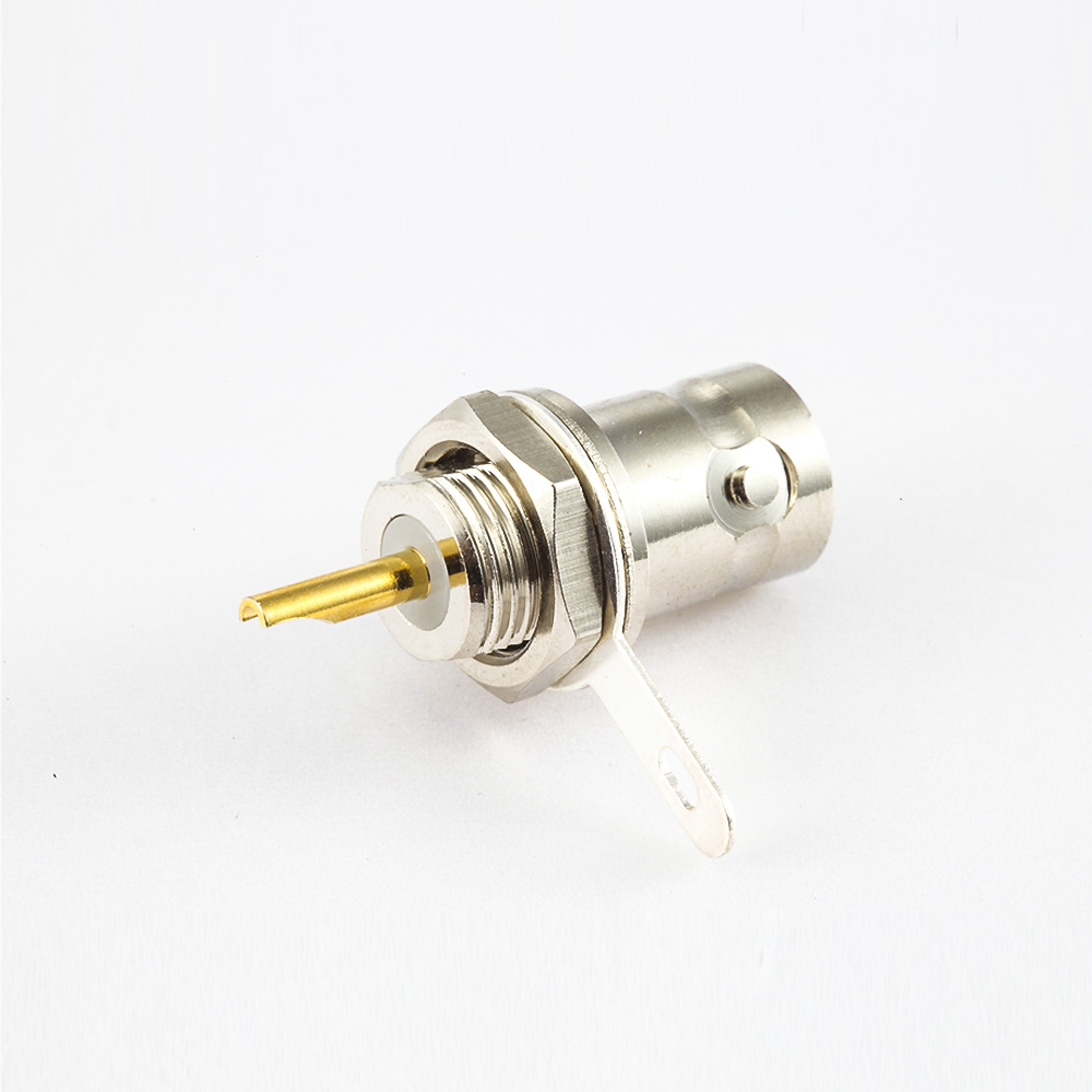 EB-001-0464 接地BNC50Ω插座直连接器面板安装后锁穿墙接线焊接