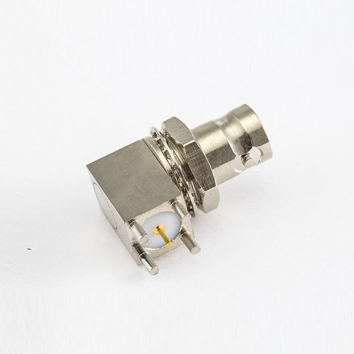 EB-001-0466 BNC连接器插孔弯式面板安装前锁穿墙PCB插孔50ohm