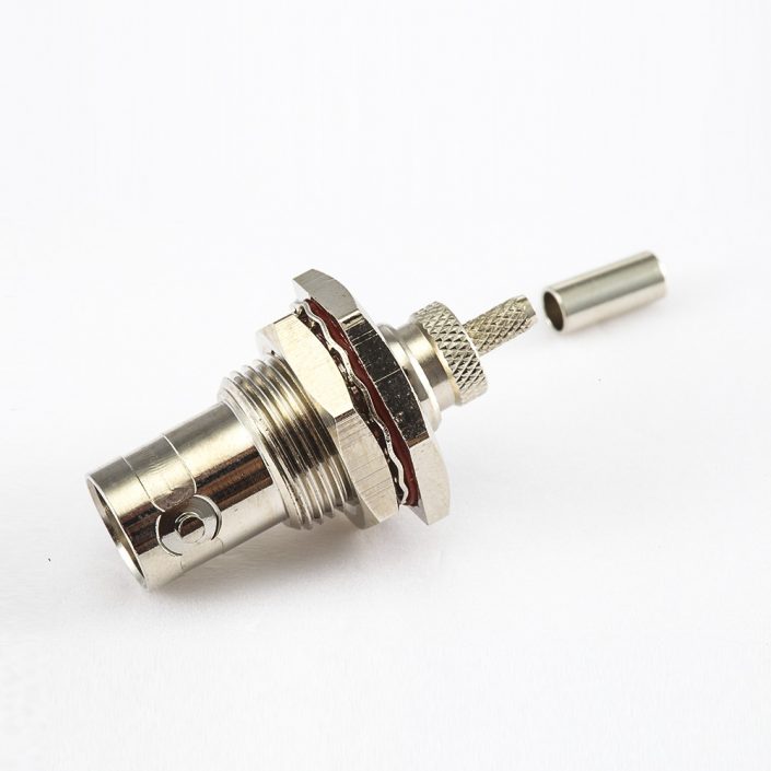 EB-001-0483 防水RG174/RG316BNC连接器压接母头直面板安装前锁穿墙