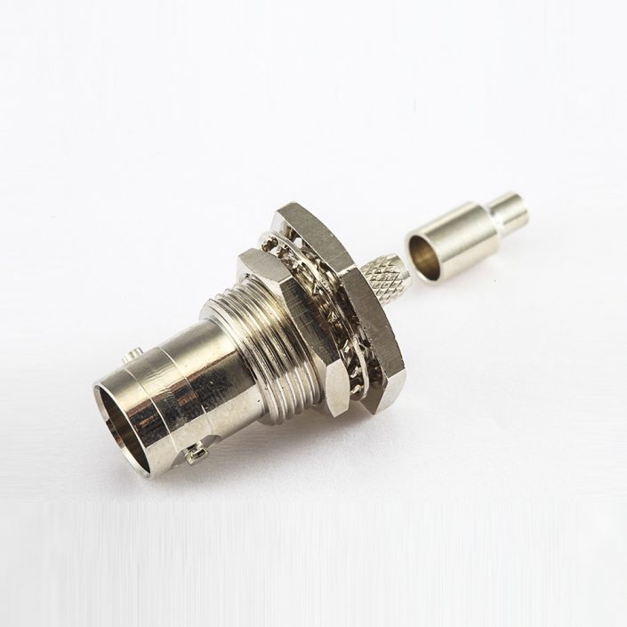 EB-001-0485 RG179/1.5C-2VBNC连接器压接母180度面板安装前锁穿墙75ohm