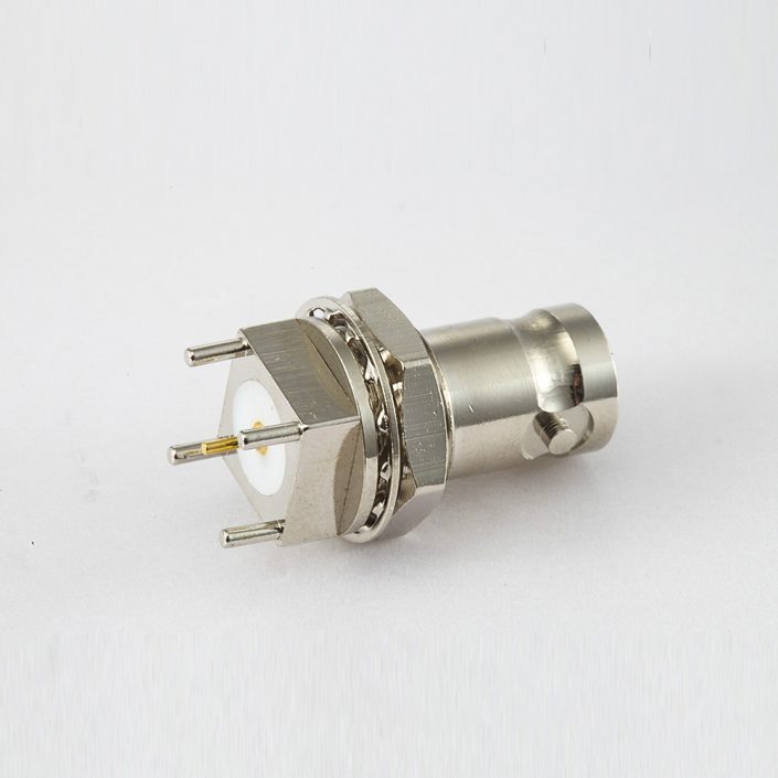 EB-001-0490 BNC连接器PCB安装母头180度前锁穿墙插孔50Ω