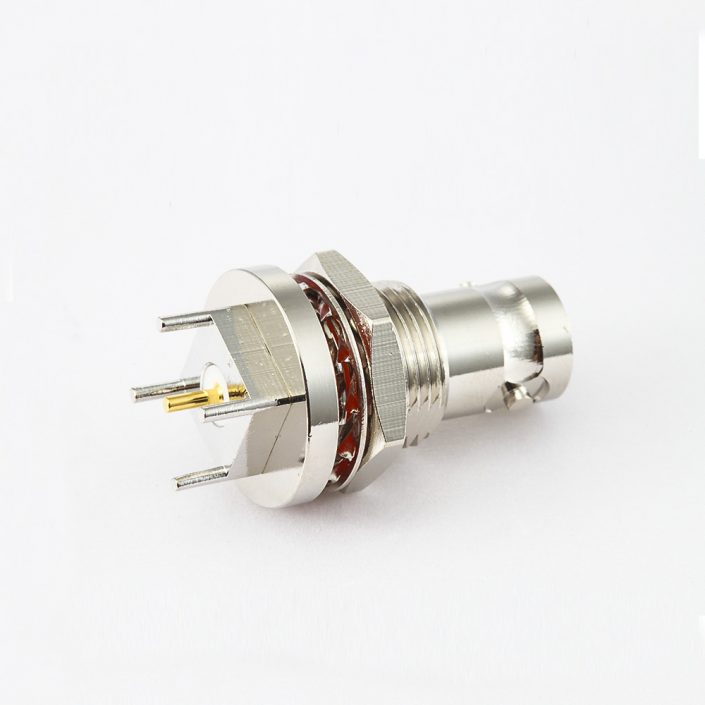 EB-001-0501 母头BNC连接器PCB安装直插孔50ohm前锁穿墙