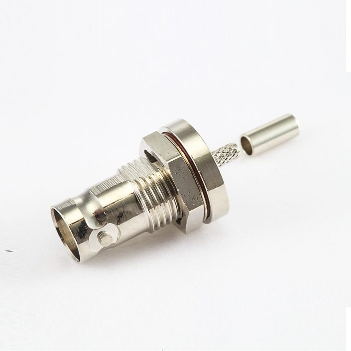 EB-001-0505 面板安装的后锁穿墙BNC母头180度连接器压接接线用于RG174/RG316