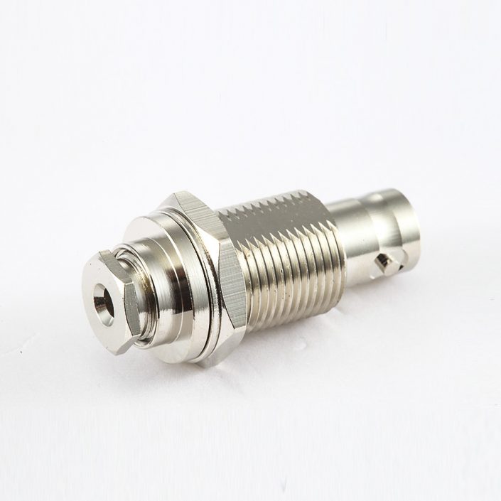 EB-001-0507 面板安装前锁穿墙BNC连接器用于RG174/RG316母180度螺母锁紧50ohm