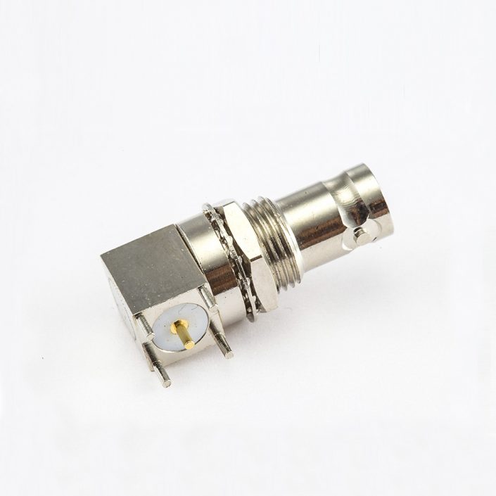 EB-001-0517 面板安装BNC连接器前锁穿墙母头弯式PCB插孔50ohm
